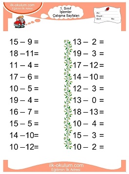 Çocuklar İçin toplam işlemi yaprak testleri 